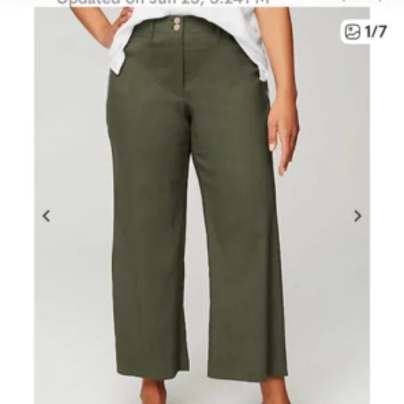 J. Jill Linen-Stretch Wide-Leg Crop in Spanish Moss Size Medium - Picture 9 of 9